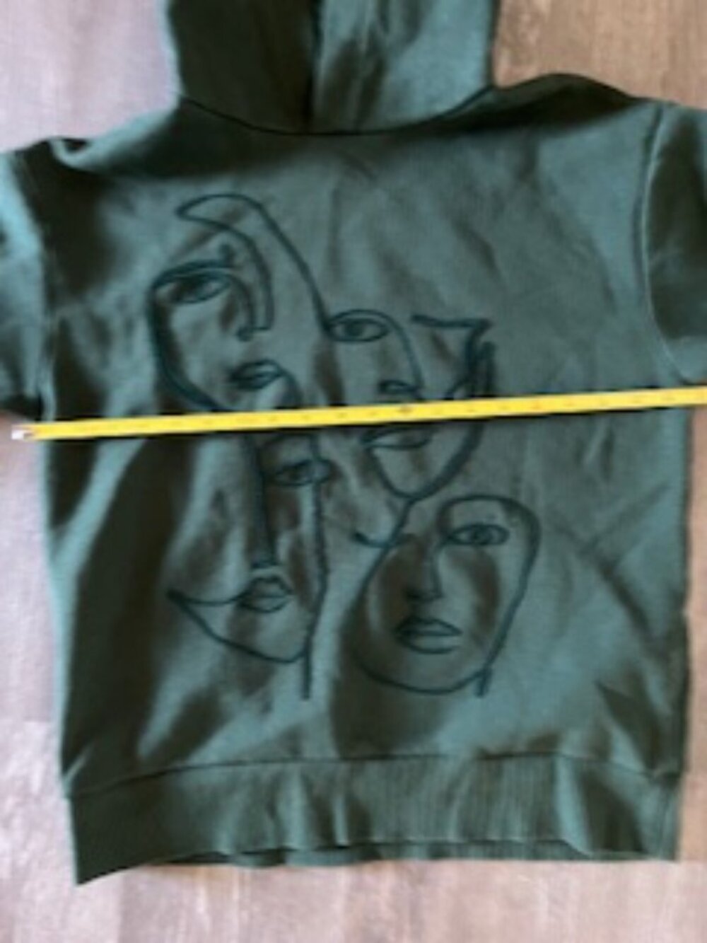 🧡3/15 Zara Line Art Face Dark Green Hoodie Women's S - Picture 2 of 8